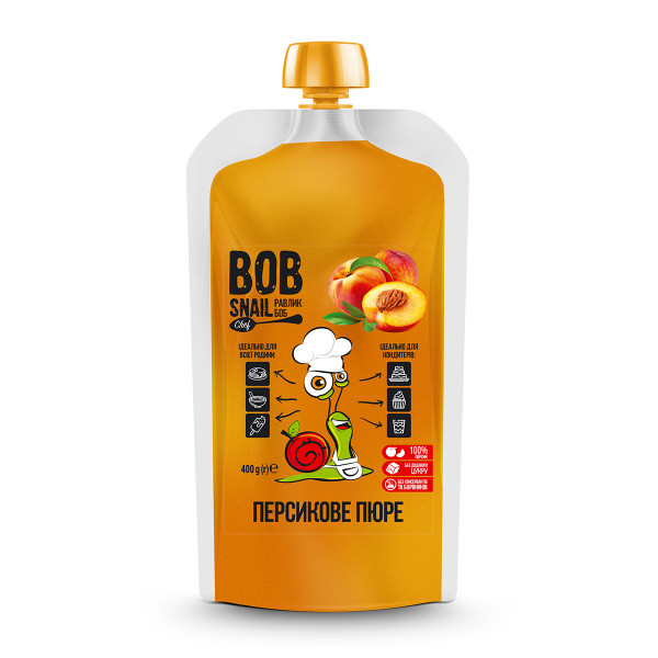 Персикове пюре натуральне BOB SNAIL (Боб Снейл), 400 г