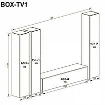 Вітальня Бокс / Box TV1 1750х3100х400мм білий глянець Миро-Марк, фото 3