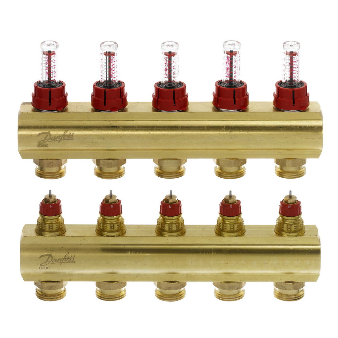 Колектор Danfoss FHF-5F з витратомірами для 5 контурів