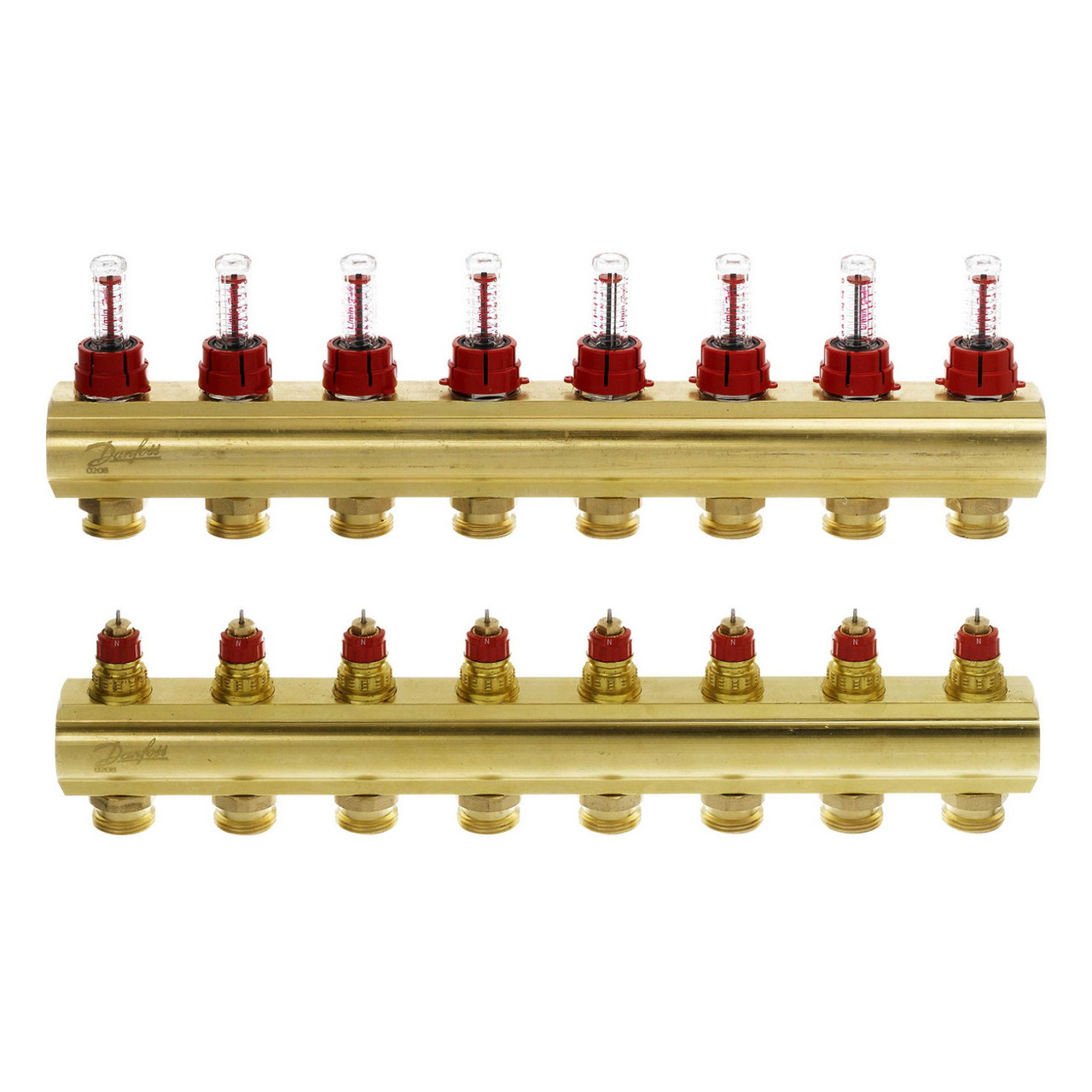 Колектор Danfoss FHF-8F із витратомірами для 8 контурів