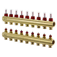 Колектор Danfoss FHF-9F із витратомірами для 9 контурів