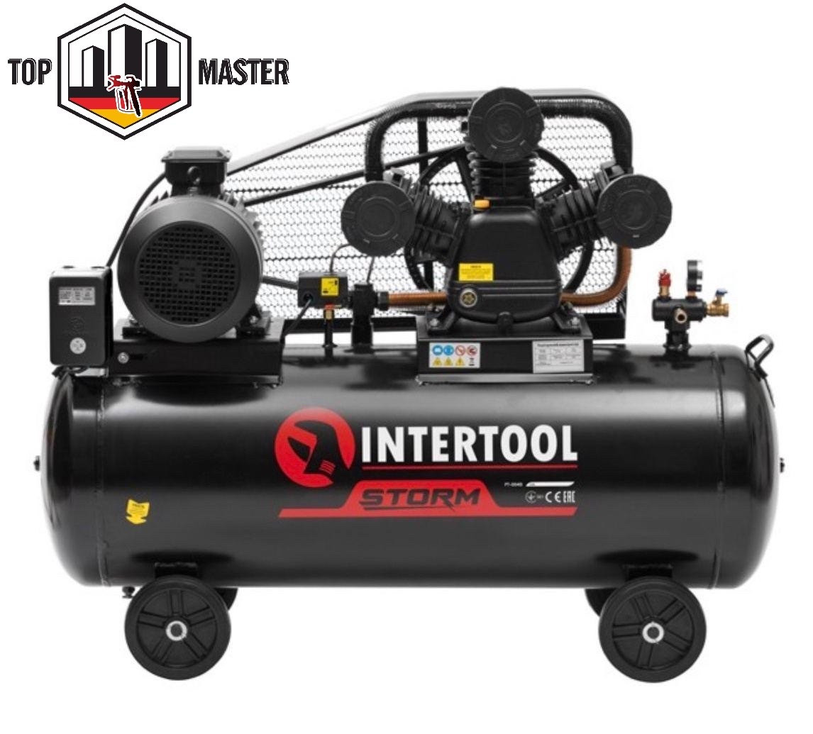Компресор поршневий 200 л INTERTOOL PT-0040 (7.5 кВт 380Вт 1050 л/хв) 3 циліндри, фото 1