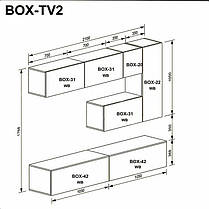 Вітальня Бокс / Box TV2 1768х2100х400мм білий глянець + чорний глянець Миро-Марк, фото 3