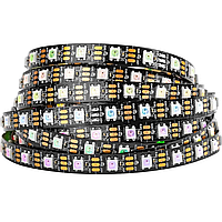 Світлодіодна стрічка WS2812B, RGB, IP30, 60 Світлодіодів/м, 5В, 1м, Чорна підкладка
