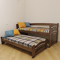 Кровать детская деревянная Мальва с дополнительным спальным местом (массив бука)
