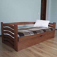 Кровать детская деревянная Микки Маус с подъемным механизмом (массив бука)