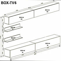 Бокс / Box вітальня TV6 2100х3500х320мм білий глянець + чорний глянець Миро-Марк, фото 3