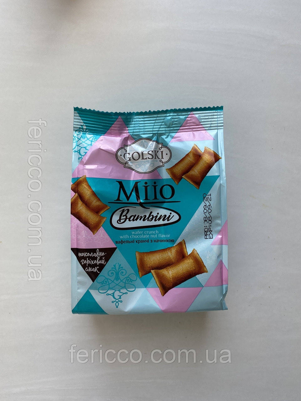 Вафельні кранчі з шоколадно-горіховою начинкою Miio Bambini 100 g