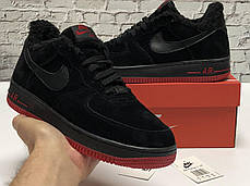 Зимние мужские кроссовки Nike Air Force Black red с мехом. ТОП Реплика ААА класса., фото 3