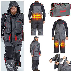Костюм зимовий рибальський Norfin Discovery Heat р.S (455101-S), Костюм для зимової риболовлі з електрообігрівом Норфін Діскавері