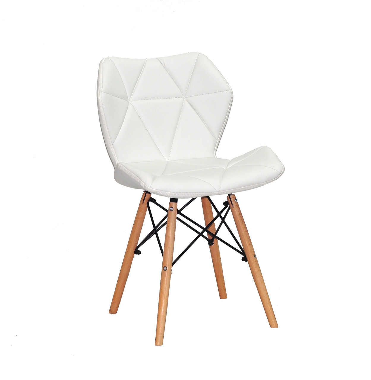 Стілець обідній м'який в скандинавському стилі  на букових ніжках GREG екошкіра, колір білий