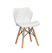 Стілець обідній м'який в скандинавському стилі  на букових ніжках GREG екошкіра, колір білий