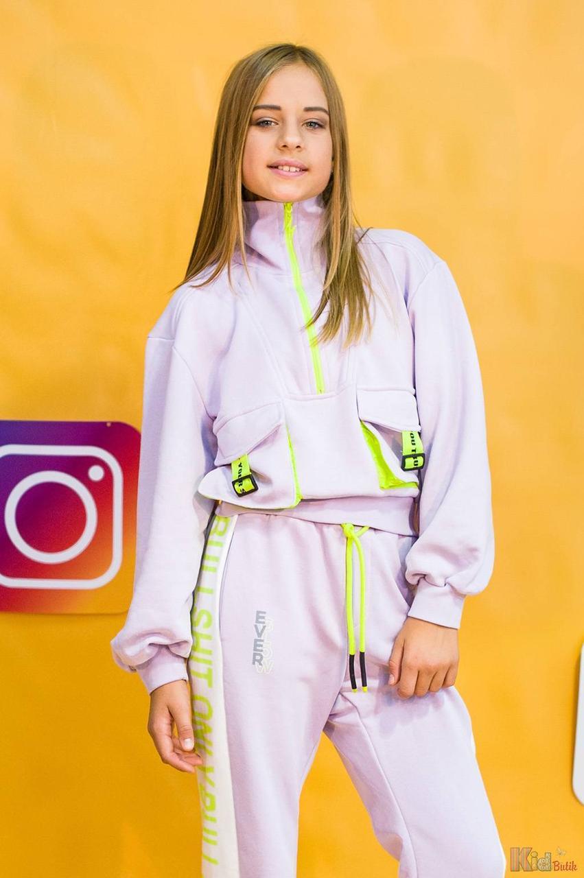 Толстовка укорочена для дівчинки зі стильними, нашитими кишенями (134 см)  Marions