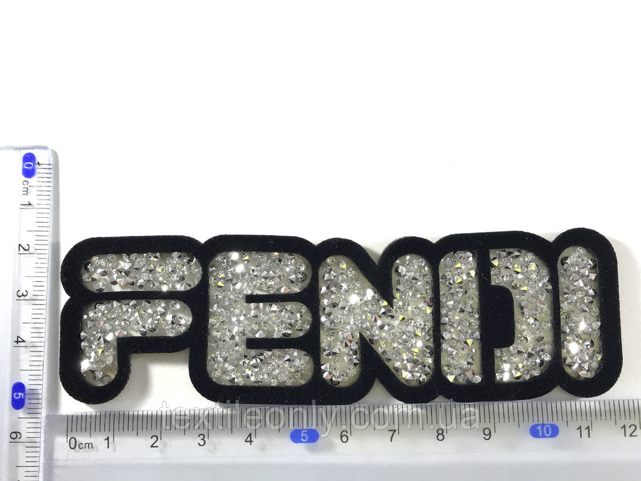 Нашивка Фенди / Fendi с камнями 120х35 мм - фото 2 - id-p1280177635