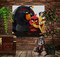 Мобильная картина-постер (гобелен) на ткани с 3D с принтом Angry Birds Friends