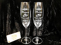 Бокалы на годовщину свадьбы для шампанского с гравировкой "25 лет счастья"