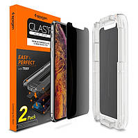 Захисне скло Spigen для iPhone X/XS EZ FIT GLAS.tR Privacy, 2 шт. (063GL25686)