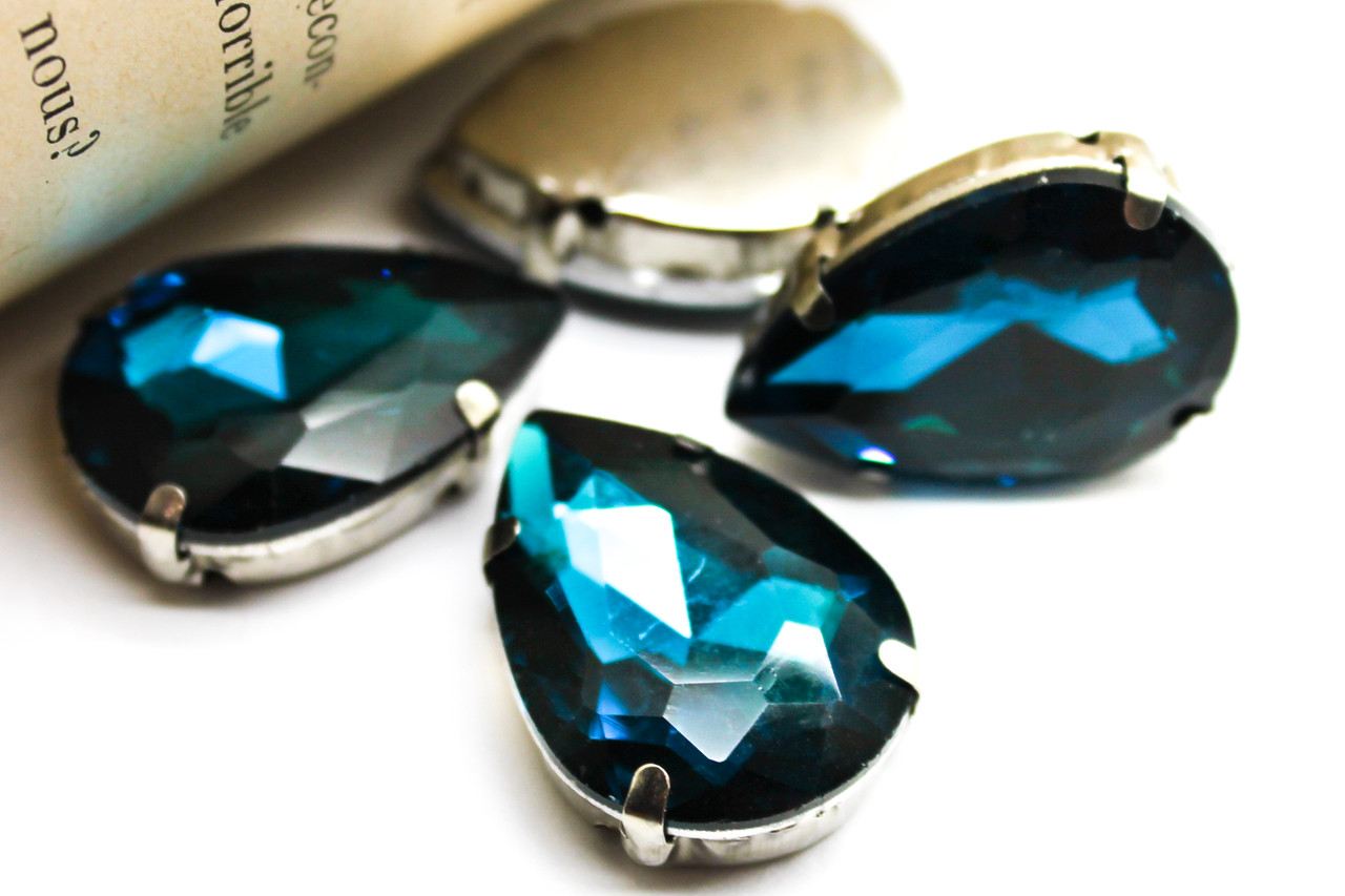 Стрази в оправі Крапля 18х25 мм Море 4 шт., фото 1