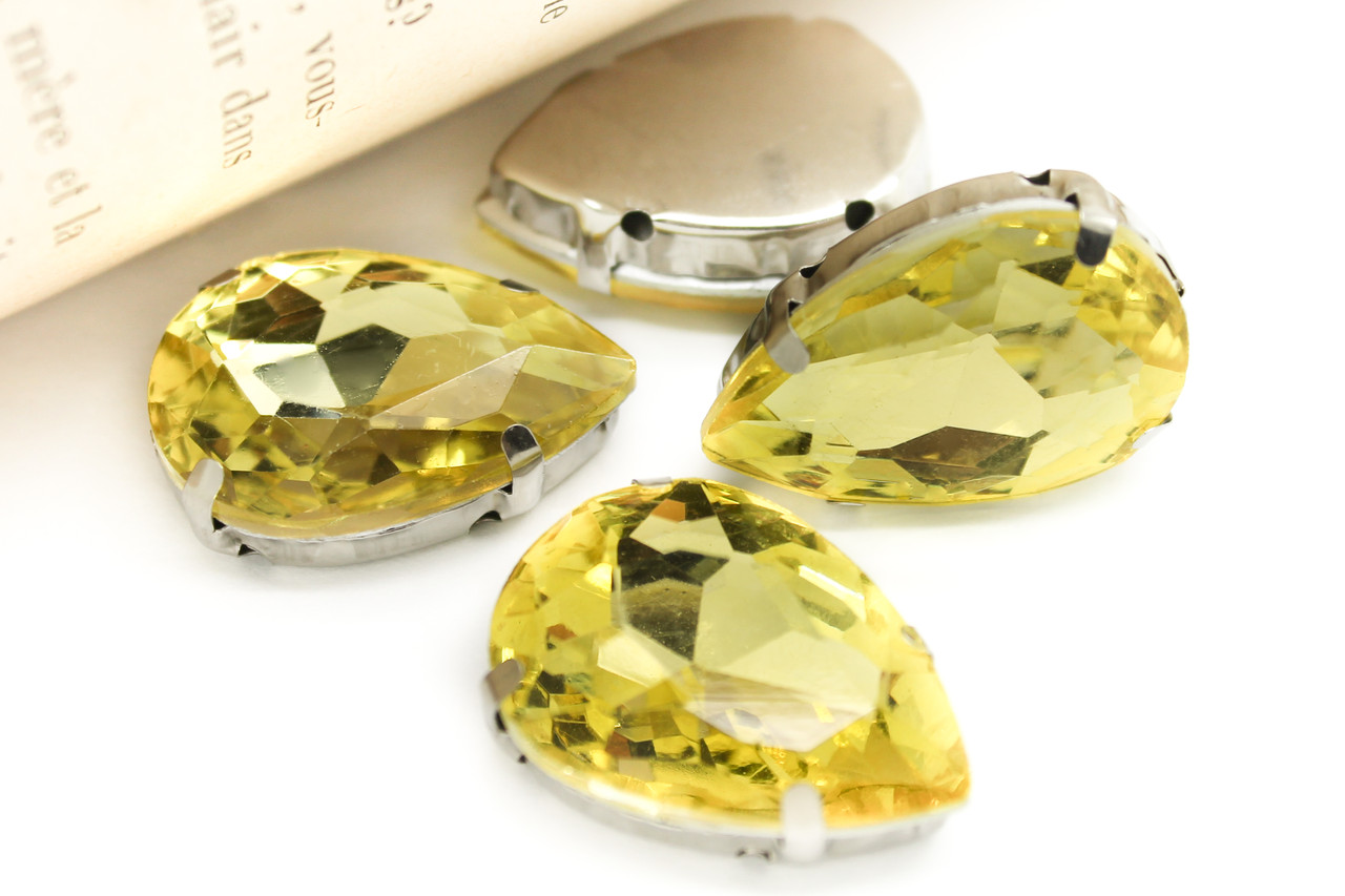 Стрази в оправі Крапля 18х25 мм Жовтий 4 шт., фото 1