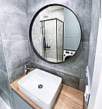 Кругле дзеркало в чорній рамі тонкої металевої, фото 2