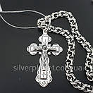 Чоловіча срібна цепочка з хрестиком. Срібний хрестик чоловічий Спаси Збережи і цепочка бісмарк 55 см, фото 7