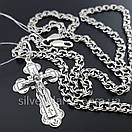 Чоловіча срібна цепочка з хрестиком. Срібний хрестик чоловічий Спаси Збережи і цепочка бісмарк 55 см, фото 8