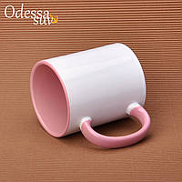 Чашка для сублимации розовая 330мл (цветная внутри и ручка)