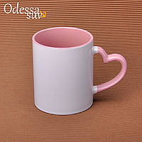 Чашка біла кольорова всередині і ручка 330мл LOVE рожева