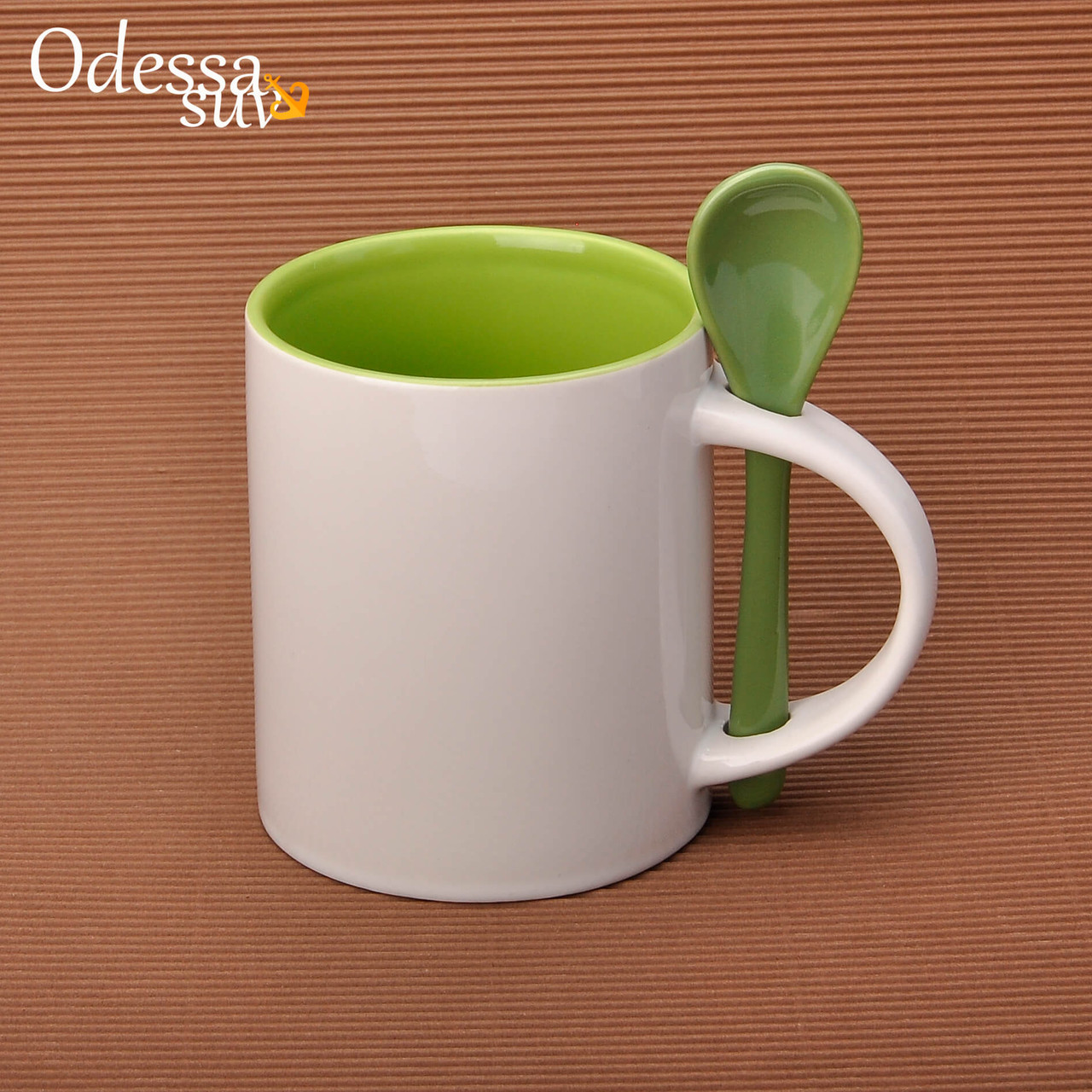 Чашка для сублімації 330мл з ложкою (салатовий)