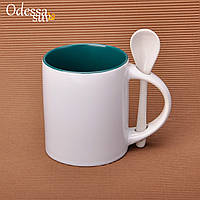 Чашка для сублімації 330мл з ложкою (темно зелений)