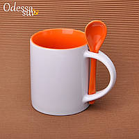 Чашка для сублімації 330мл з ложкою (помаранчева))