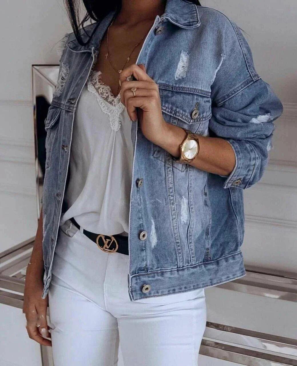 Дуже крута жіноча джинсова куртка з кишенями на осінь, фото 1
