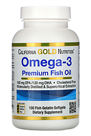 California Gold Omega-3 Premium Fish Oil 100 Fish Gelatin Softgels