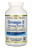 California Gold Omega-3 Premium Fish Oil 240 Fish Gelatin Softgels