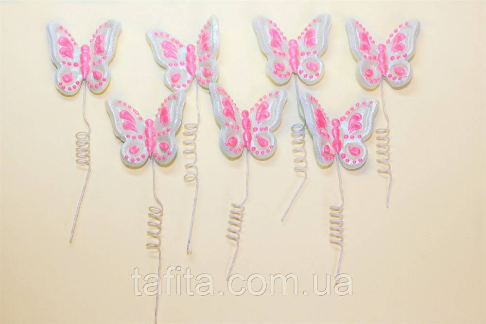 Набір метеликів з мастики на пружинці 7 шт, фото 1