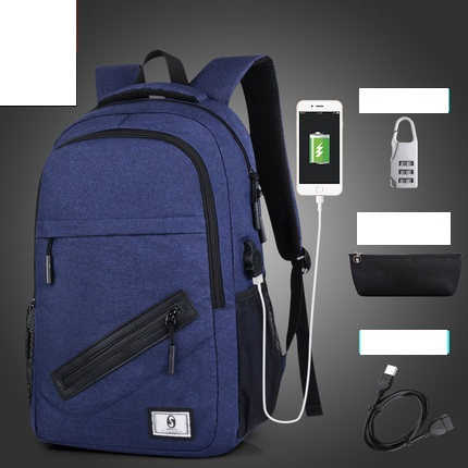 Рюкзак Senkey&Style темно-синій з кодовим замком, пеналом і з USB-світиться в темряві з прихованою кишенею