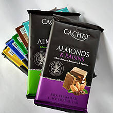Шоколад молочний Cachet Milk Chocolate with Almonds & Raisins, 32% Cocoa, 300 г