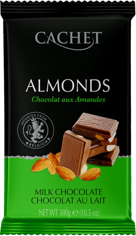 Шоколад молочний з мигдалем Cachet Almonds 300г