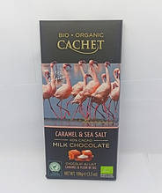 Шоколад Cachet bio organic молочний з карамелю та морською сілю 100г