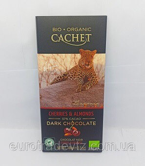Шоколад чорний Cachet Bio Organic Cherries & Almonds 100г