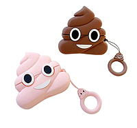 Чехол силиконовый с кольцом Case emoji Turd / Какашка для наушников Apple AirPods 1 и 2