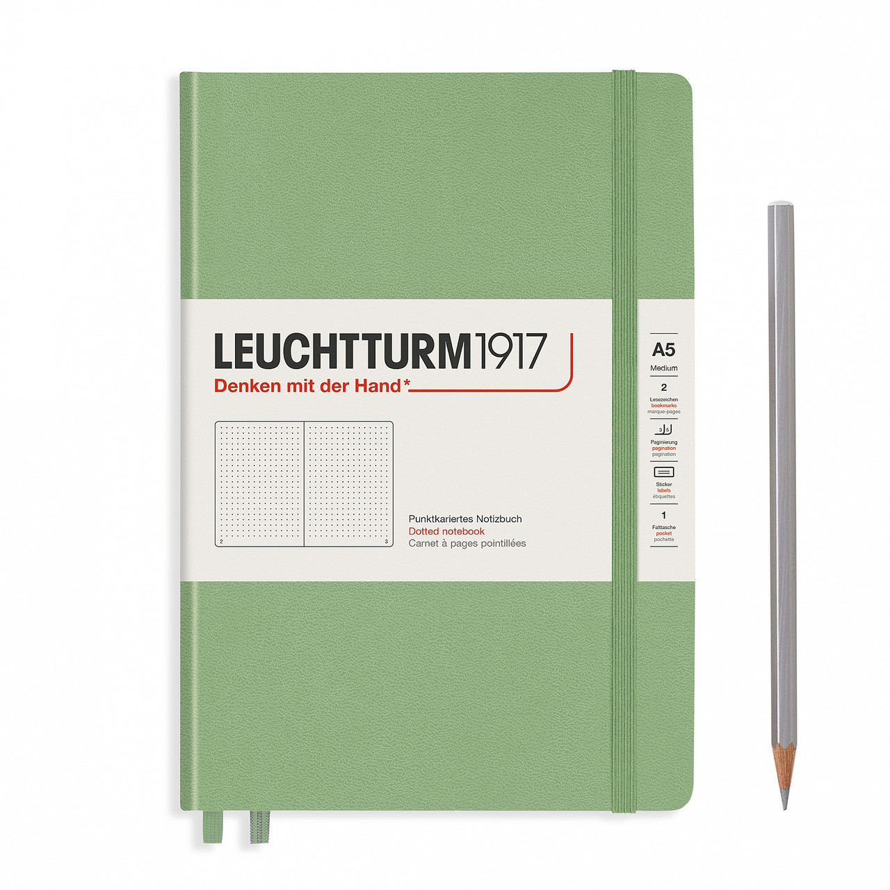 Блокнот Leuchtturm1917 Muted Colours середній А5 14,5х21 см Sage в крапку (361584)