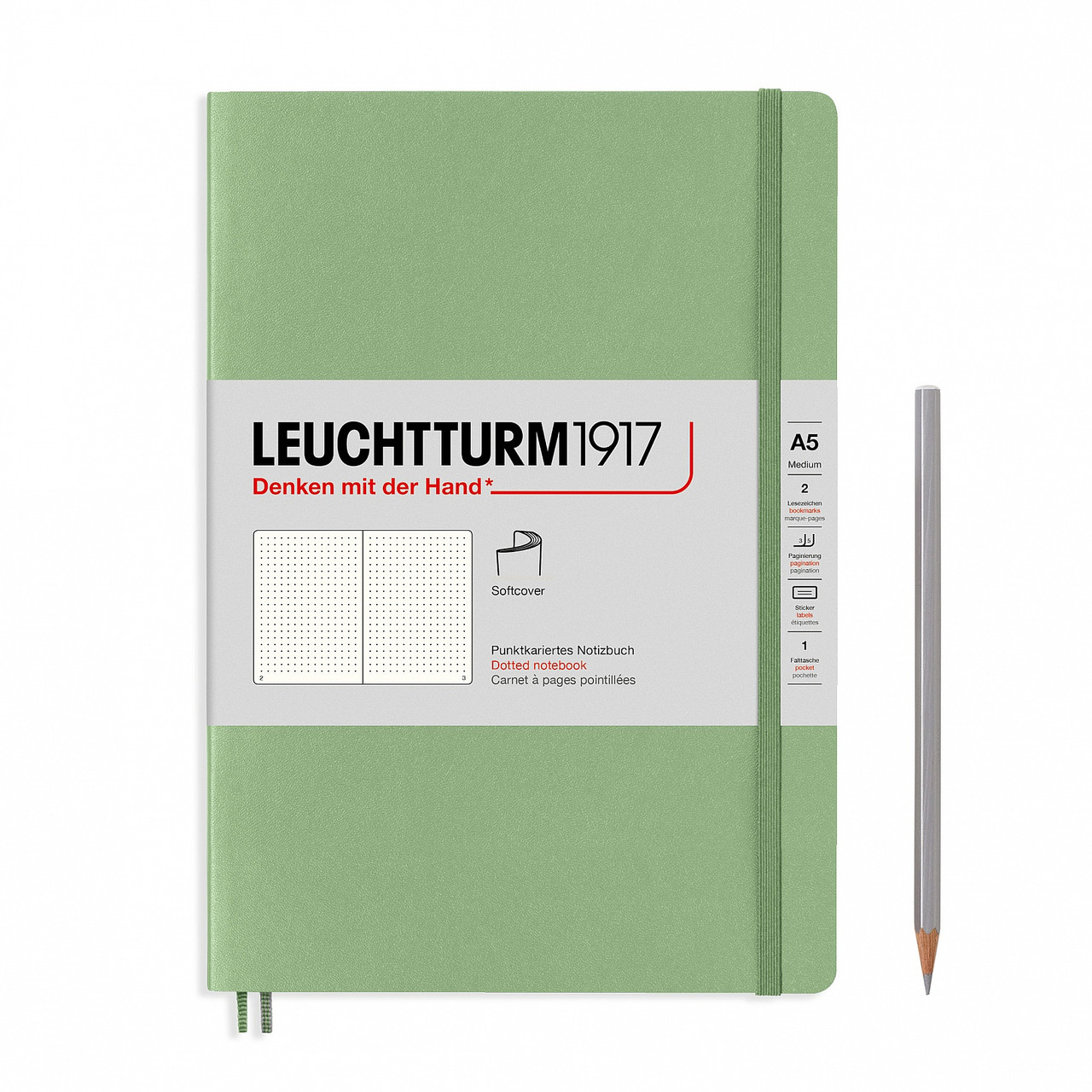 Блокнот Leuchtturm1917 Muted Colours середній А5 14,5х21 см М'яка обкладинка Sage в крапку (361592)