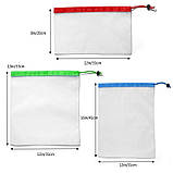 Набір (12 шт.) багаторазових мішечків для покупок і зберігання овочів і фруктів Reusable Bags (LB-22073), фото 4