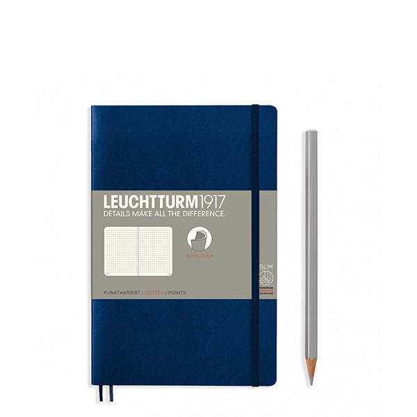 Блокнот Leuchtturm1917 М'яка обкладинка Paperback B6 12,5х19 см Темно-синій в крапку (358318), фото 1