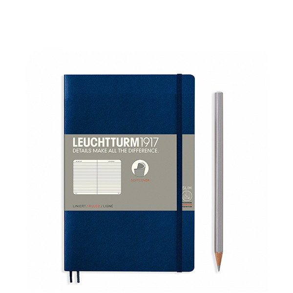Блокнот Leuchtturm1917 М'яка обкладинка Paperback B6 12,5х19 см Темно-синій в лінію (358317)