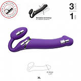 Безремінний страпон з вібрацією Strap-On-Me Vibrating Violet XL, діам. 4,5см, пульт ДК, регульований Амур, фото 2