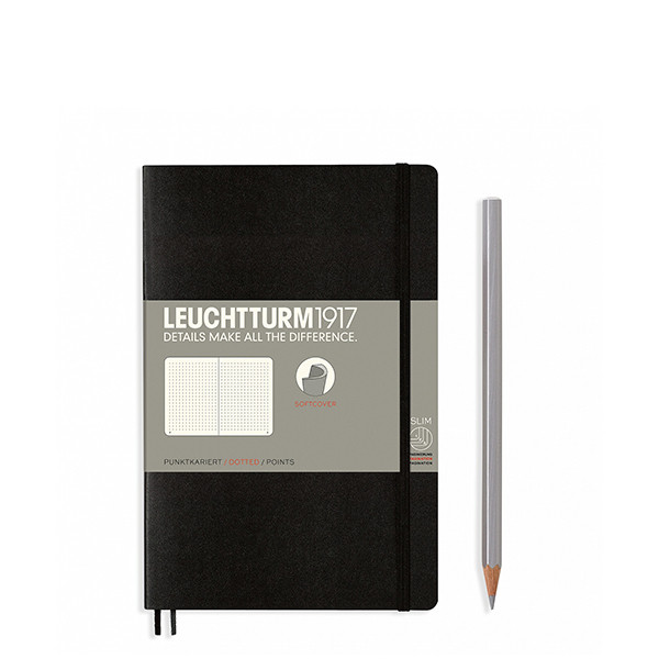 Блокнот Leuchtturm1917 М'яка обкладинка Paperback B6 12,5х19 см Чорний в крапку (358291)