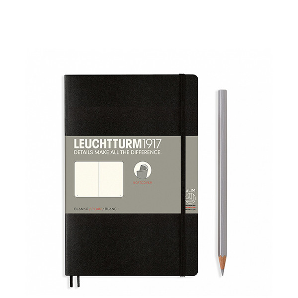 Блокнот Leuchtturm1917 М'яка обкладинка Paperback B6 12,5х19 см Чорний нелінований (358292)
