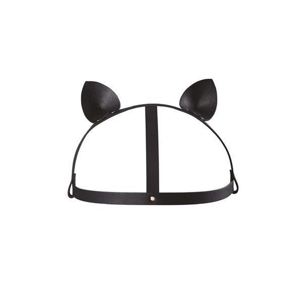 Маска кішечки Bijoux Indiscrets MAZE - Cat Ears Headpiece Black, екошкіра Амур